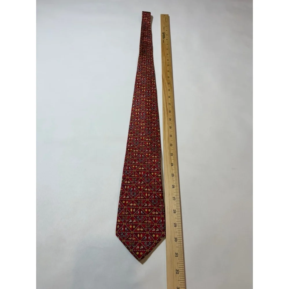 Salvatore Ferragamo Silk Tie Italy Red Animal Print Novelty Luxury Designer
